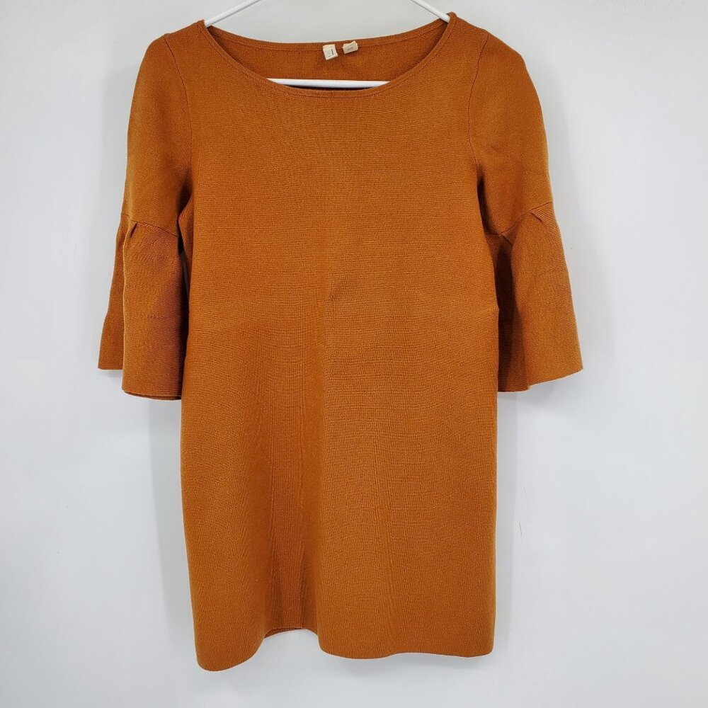 Moth Anthropologie Burnt Orange Short Bell Sleeves Cottage Sweater Dress XS Peti